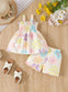 Girls' Mini Floral Ruffle Sleeve Top with Cute Shorts Set, Perfect for Outdoor FD6128A